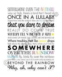 Wizard Of Oz Somewhere Over The Rainbow Etsy Over The Rainbow Wizard Of Oz Lyrics