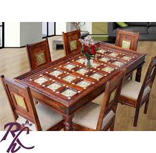 Brass Work 6 Seater Dining Table To Sit And Have Your Meals Comfortably Dining Table 6seater Dining Wooden F 6 Seater Dining Table Glass Dining Table Dining