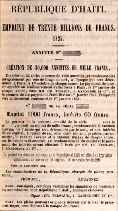 Ordenanza francesa de 1825 que impuso una indemnización a Haití