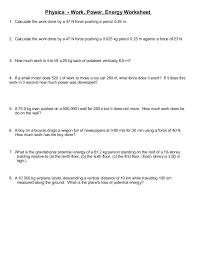We can easily understand the concept of electric potential energy by comparing this with gravitational potential energy. Worksheet More Simple Work And Energy Problems