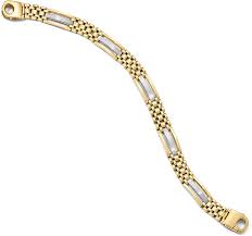 Check spelling or type a new query. Amazon Com Men S Italian Two Tone 14k Yellow And White Gold 12 5mm Bar And Panther Link Bracelet 8 5 Inches Jewelry