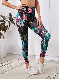 Bol Com High Waist Sport Legging Dames Bloemen Veelkleurig Shein Maat M