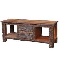 This console table is giving farmhouse a whole new meaning. check out the free plans for this farmhouse console table. Malverne Rustic Bark Railroad Reclaimed Wood Tv Media Console Table