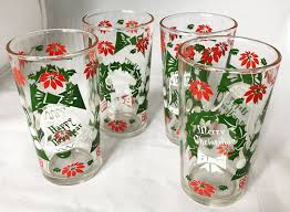 4 Vintage Christmas Drinking Glasses Tumblers Hazel Atlas Ccc 1960 S Retro With Tree Vintage Christmas Christmas Drinking Glasses Vintage Christmas Decorations