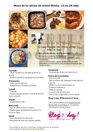 Menu De La Cuisine De Meme Moniq 22 Au 28 Septembre 2018 Cuisine Menu Alimentation
