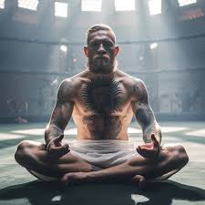 Person meditating after a combat sports training session, symbolizing mental clarity