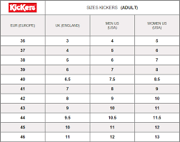 48 Veritable Kickers Size Chart