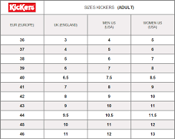 48 veritable kickers size chart