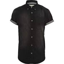 Black Denim Short Sleeve Shirt Denim Shirts Shirts Men Mens Shirts Black Denim Shirt Denim Shirt