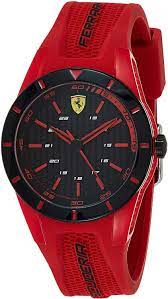 Ferrari pista chronograph grey round dial men's watch. Amazon Com Ferrari Kid S Redrev Stainless Steel Quartz Watch With Rubber Strap Red 20 Model 0840005 Clothing Shoes Jewelry