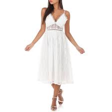 Robe Mi Longue Blanche A Dentelle Et Crochet Blanc Cdiscount Pret A Porter