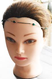 Green Rhinestone Adapted Hair Chain Elf Fairy Green Circlet Chain  Adjustable Steel