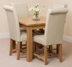 Our styles include double pedestal, leg, pub, single base and trestle tables. Oslo Oak Dining Set 4 Ivory Leather Chairs Modern Furniture Direct