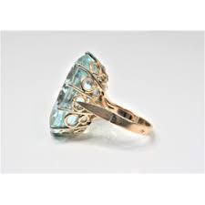 Or jaune 750/1000 et aigue marine. Bague Vintage En Aigue Marine Et Or 18 Carats