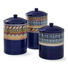 If you're looking for blue and white kitchen ideas, try pairing blue mosaic tile with white walls. Blue White Ceramic Canisters Kitchen Counter Organizers Williams Sonoma
