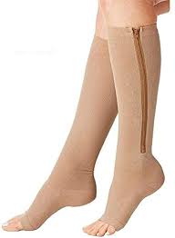 Amazon Com Zipper Compression Socks 2 Pairs With Open Toe Best Support Zipper Stocking For Edema Swollen Nurses Pregnancy Recovery Clothing