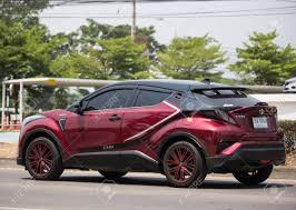 Inside, the lush interior and state of the art technology will satify your every need, while the new incredibly efficient hybrid powertrain delivers instant accelration and added power, exactly when you need it. Chiangmai Thailand April 26 2019 New Toyota Chr Subcompact Stock Photo Picture And Royalty Free Image Image 122542539