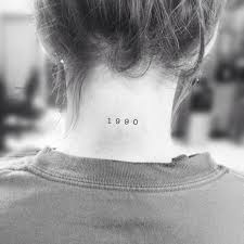 Birth Year Tattoo Designs 1990 Birth Year Temporary Tattoo Set Of 3 Etsy In 2020 Back Of Neck Tattoo Small Neck Tattoos Neck Tattoos Women