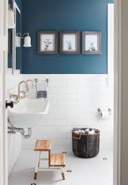 The light blue paint used for the upper wall is almost the same shade as the towels and the small bird cage used for decorating the white sink top and cabinets. 60 Stylish Blue Walls Ideas For Blue Painted Accent Walls