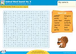 Three particular letters can make an eight . Animals Word Search 8 Super Simple