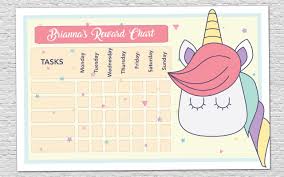 unicorn rewards chart reward chart kids printable reward