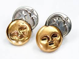 Vintage William Spratling Mexico Sterling Silver & Copper Sun Moon  Earrings-1940s