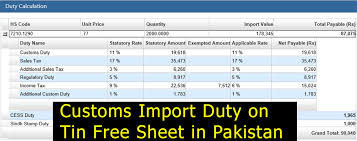 Maybe you would like to learn more about one of these? Customs Import Duty On Electrolytic Tinplate And Tin Free Sheet In Pakistan Valuation Ruling Urdu Pakistancustoms Net