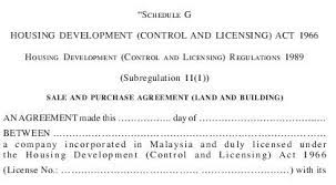 Housing development (control and licensing) regulations 1989 (regulation 11(1)) sale and purchase agreement (building intended for subdivision) Schedule G 2007