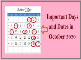 October 2020 Important National And International Days