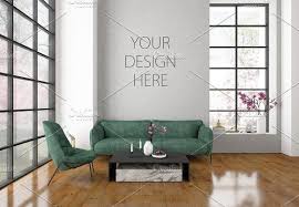 Interior Mockup Blank Wall Mock Up Blank Walls Black Framed Art Living Room Art