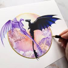 Emilymegan Art On Twitter New Special Gold Edition Print Light And Night Fury If You Re Interested In Any Gold Prints Check Out The Etsy Link In My Bio Toothless Art Finished drawing of toothless from how to train your dragon 2. new special gold edition print