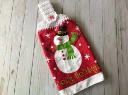 Happy Holidays Kitchen Towel Snowman Kitchen Towel Christmas Etsy In 2020 Christmas Towels Christmas Kitchen Towels Holiday Kitchen Towel