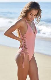 La Hearts Ribbed Side Lace Up One Piece Swimsuit At Pacsun