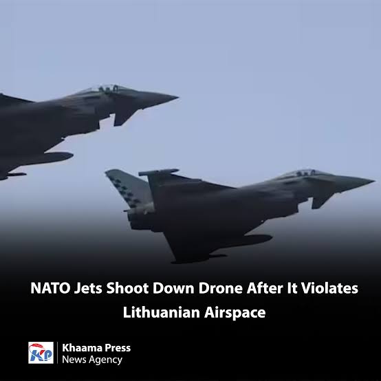 A NATO fighter jet shot down a drone that entered Lithuanian airspace after it was suspected of crossing from neighboring Belarus, Lithuania's National Crisis Management Centre said, raising fresh security concerns along