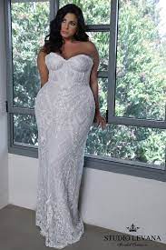Plus Size Corset Mermaid Wedding Gown With A Stunning Lace Pattern Madlene Studio Lev Plus Size Wedding Gowns Wedding Gowns Mermaid Wedding Dresses Plus Size