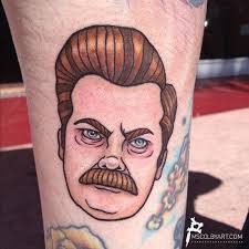 Someone Got A Tattoo Of My Ron Swanson Illustration I Have To Pin This Because I Think This Is So Funny And A Tattoos Inspirational Tattoos Picture Tattoos