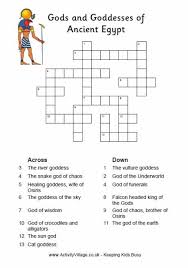 egyptian gods and goddesses crossword puzzle for kids