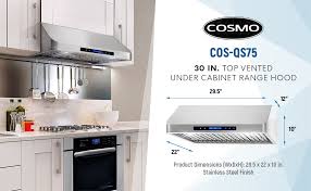 Cfm stands for cubic feet per minute, which is how much air the hood flows in a given amount. Amazon Com Cosmo Cos Qs75 30 In Under Cabinet Range Hood With 500 Cfm Permanent Filters Led Lights Convertible From Ducted To Ductless Kit Not Included In Stainless Steel Appliances