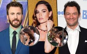 The two were spotted making their way out of a hotel in london at the wee hours of a weekend. Amid Chris Evans Romance Rumours Lily James Spotted Kissing Dominic West Latter S Wife Reacts