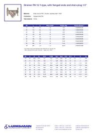 Strainer Pn 16 Y Type Gl Ludemann Pdf Catalogs