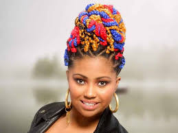 Bold Multi-Colored Box Braids Hairstyle from Shae Thompson