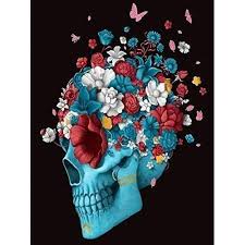 Paint by numbers flowers uk. Diamond Painting Kit Skull Flower Paint By Numbers Rhinestones Craft Wall Decor Tete De Mort Oeuvre De Tete De Mort Tatouage De Cranes De Sucre