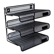 It will help you stay organized at your desk in the office or at home. Deluxe Mesh Three Tier Desk Shelf 3 Sections Letter Size Files 13 25 X 9 25 X 12 38 Black Court Street Office Supplies Inc