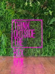 A Variation Of The Classic Think Outside The Box Sign This Time 120cm Tall And In Vivid Pink Neon Signgeeks Signs Typo Neon Signs Custom Neon Signs Neon