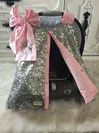 Silver Sparkle Car Seat Canopy Carseat Cover Carseat Baby Girl Car Seats Baby Car Seats Infant Car Seat Cover
