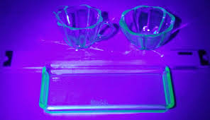 Uranium glass soap dish is probably putting off a fraction of a millirem per hour and would be little or no issue. More Uranium Glass Mark Foreman S Blog