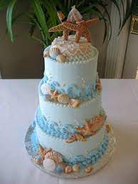 Beach Wedding Cake With Starfish Topper Beach Theme Wedding Cakes Beach Wedding Cake Themed Wedding Cakes