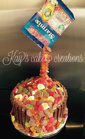 Strawberry Sponge Vanilla Buttercream Gravity Cake With Chocolate Buttons And Haribos My First Gravity Cake Can T Gravity Cake Sweetie Cake Anti Gravity Cake