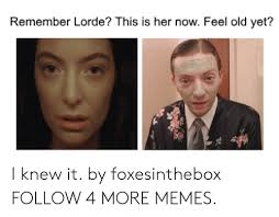 Hey guys, i really hope you enjoyed this vid ✨❤if you would like to see more lorde related content on your social media, follow us on instagram. Remember Lorde This Is Her Now Feel Old Yet I Knew It By Foxesinthebox Follow 4 More Memes Dank Meme On Me Me