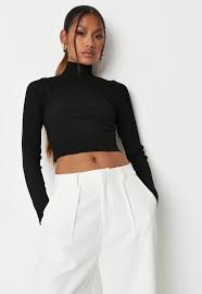 Shop the latest black ribbed knit top styles at forever 21. Tall Black Rib Knit High Neck Crop Top Missguided